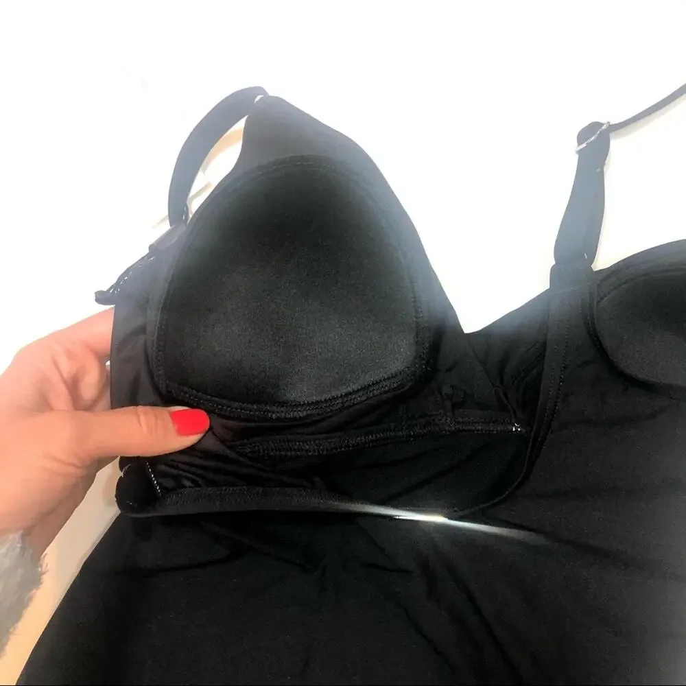 Calvin Klein BLACK Ruched Twist Tankini Swim Top